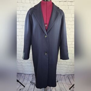BNX Blue Trench Coat with Notched Lapels and Tailored Silhouette